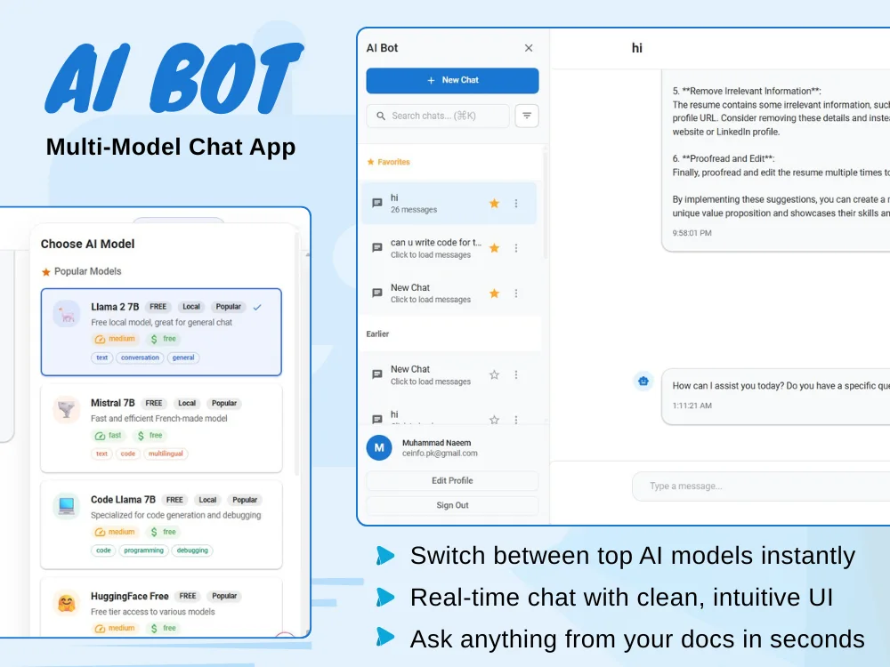AIBot multi-model chat interface